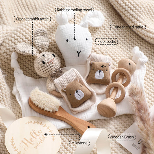 Coffret Naissance Premium Syleyna Baby™ – 7 Pièces en Coton & Bois