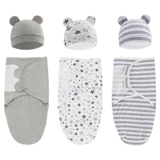 Gigoteuse d’emmaillotage + Bonnet en Coton Bio – SYLEYNA Baby™ (0-3 mois)
