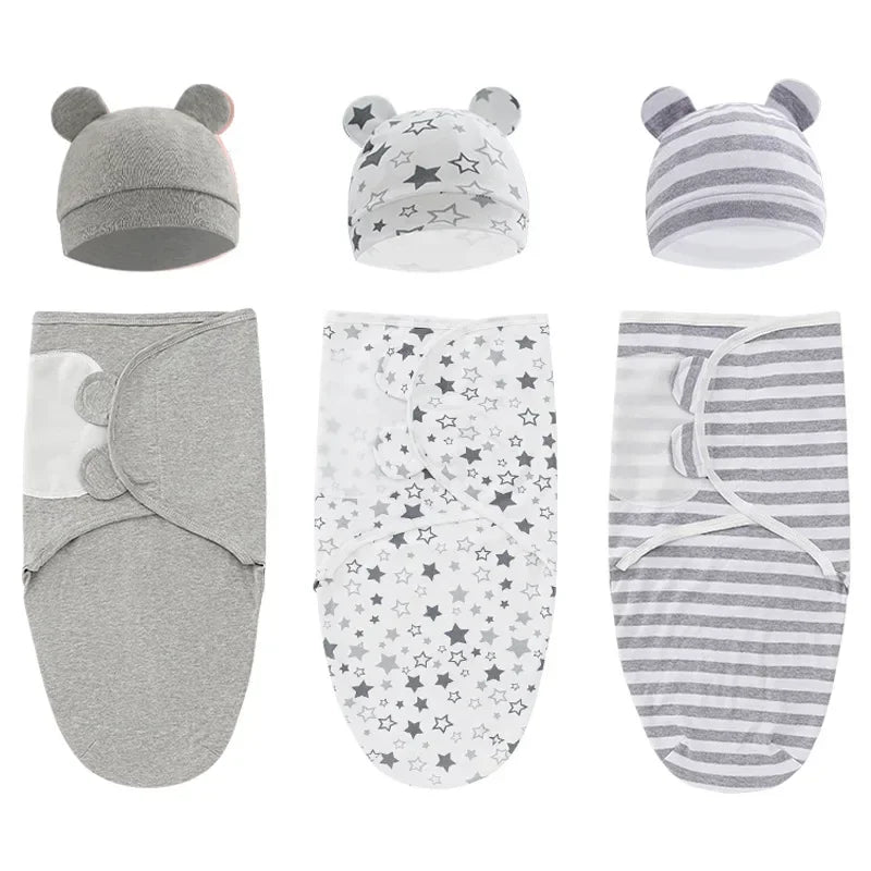 Gigoteuse d’emmaillotage + Bonnet en Coton Bio – SYLEYNA Baby™ (0-3 mois)