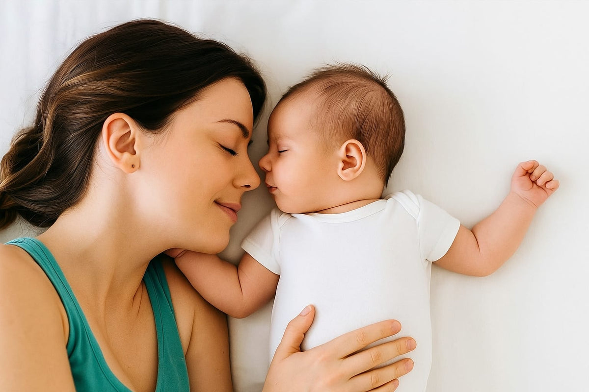 Parents et bébé utilisant le coussin SYLEYNA Baby